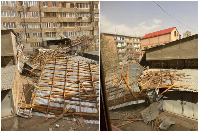 Սաստիկ Քամիի պատճառով.  Նոր Նորք շրջանին մէջ տանիք մը փլուզուած է 