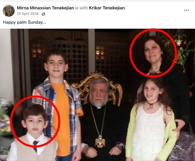 Զոհուած մայր ու որդիին յիշատակի նկարը Վեհափառ Հայրապետին հետ