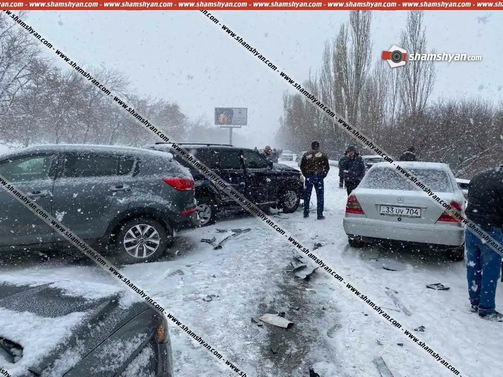 Ինքնաշարժներու մեծ  արկած  Երեւան-Սեւան ճանապարհին. Վնասուած  է 30-է աւելի ինքնաշարժ 