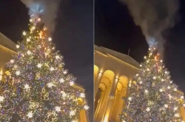 Թիֆլիսի մէջ գլխաւոր տօնածառը ՝ հրոյ ճարակ 