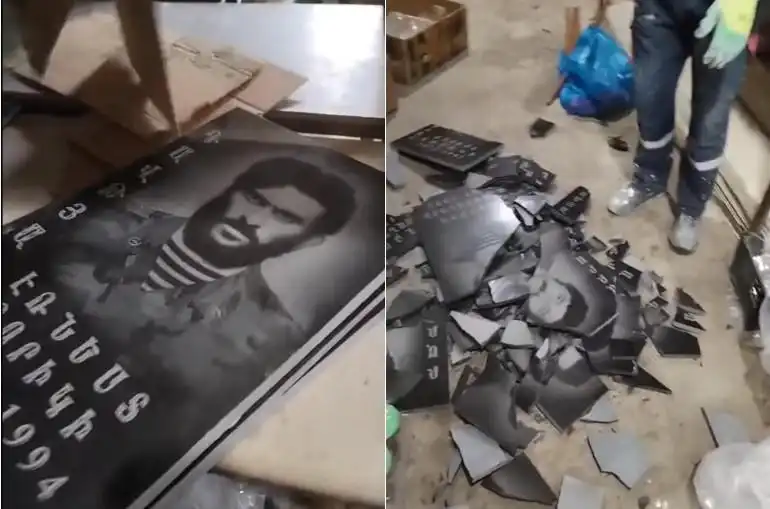 Ատրպէյճանցիները կոտրած են Հադրութի Վարդաշատ գիւղի զոհուած զինուորներու շիրմաքարերը (տեսանիւթ)