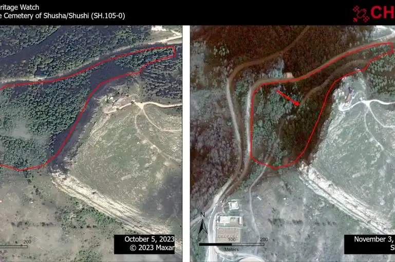 Ատրպէյճան Շուշիի գերեզմանատան միջով ճանապարհ կը կառուցեն (Լուսանկարներ)