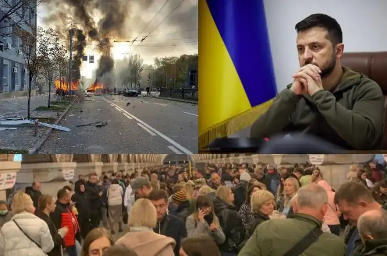 Զելենսքի ցուցադրած է Քիեւի վրայ յարձակման հետեւանքները. հարիւր հազարաւոր մարդիկ պատսպարուած են մեթրոյին մէջ