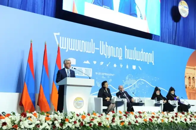 Նախագահ Սերժ Սարգսյանի ելույթը Հայաստան-սփյուռք համահայկական 6-րդ համաժողովի առաջին լիագումար նիստու