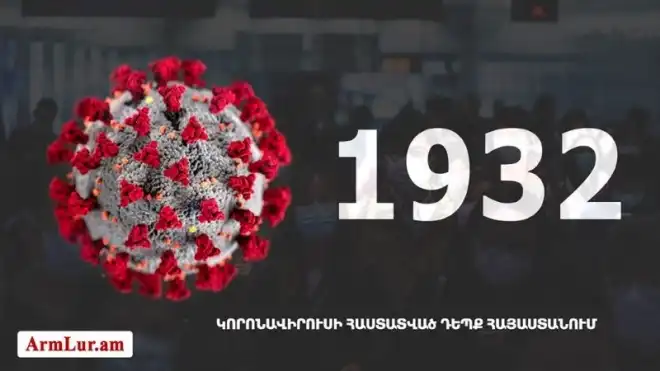 Հայաստանի մէջ «Քորոնա» Ժահրով վարակուած անձերու հաստատուած թիւը հասաւ 1932-ի