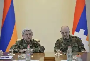 Նախագահ Սերժ Սարգսեան Արցախի նախագահին  ընկերակցութեամբ  խորհրդակացական  հանդիպումներ  ունեցաւ Ստեփանակերտի մէջ