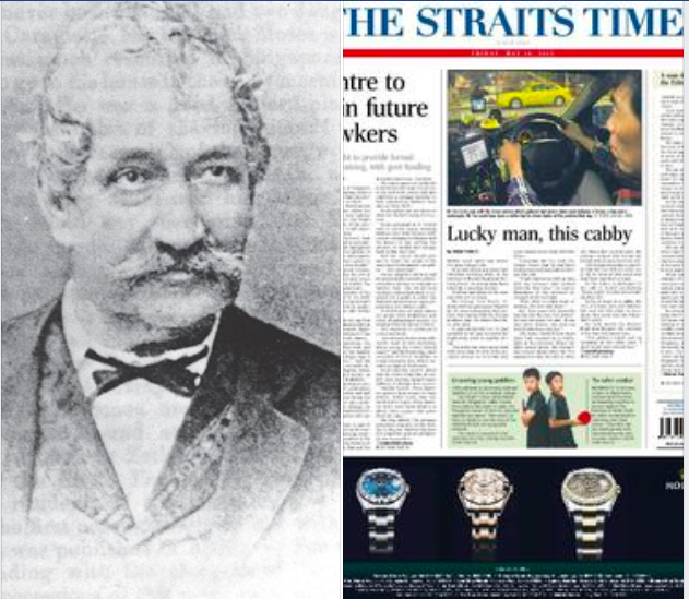 Սինգապուրի գլխավոր թերթը՝  The Straits Times-ը, 1845-ին հիմնել է Խաչիկ Մովսեսը
