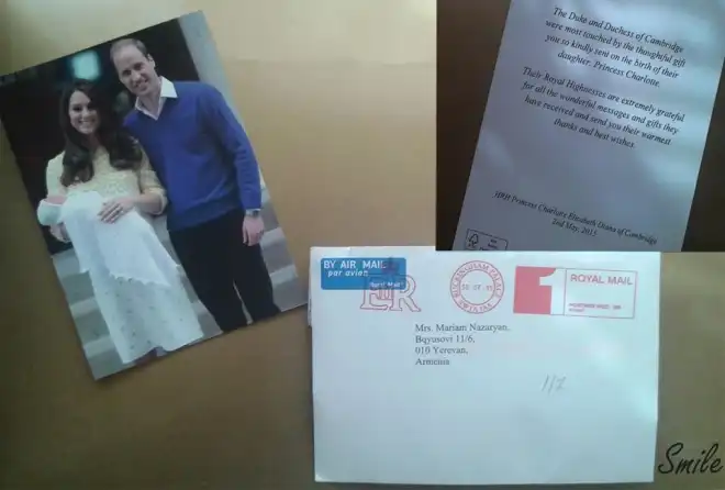 Անգլիայի թագուհու ընտանիքը նամակ է գրել հայաստանցի Մարիամ Նազարյանին (լուսանկար)