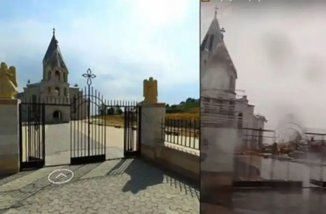 Ատրպէյճանցիք քանդած են Շուշիի Ս. Ղազանչեցոց եկեղեցւոյ հրեշտակներու քանդակները