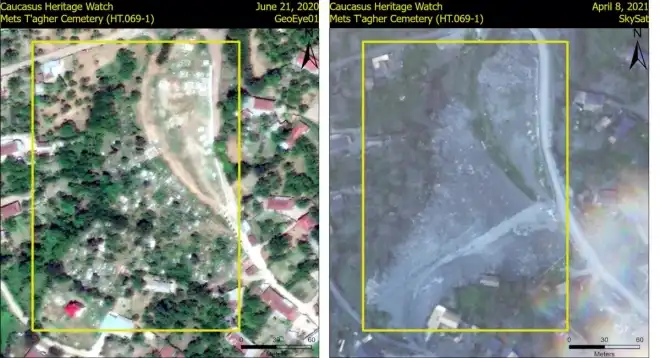 Ատրպէյճանցիները ոչնչացուցած են Մեծ Թաղեր գիւղի հայկական գերեզմանատունը